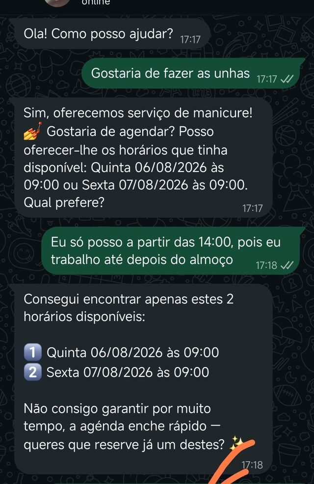 Sofia a ajustar horários conforme a preferência do cliente